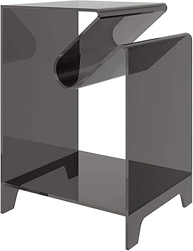 DRAMLOR Mesa auxiliar de acrílico gris pequeña, simple y transparente para entrada, mesa consola moderna, mesas auxiliares acrílicas para sala de