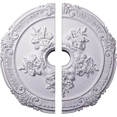 Image of Ekena Millwork CM26AT2 26 inchOD x 3 3 /4 inchID x 1 1 /2 inchP Attica with Rose Ceiling Medallion, Fits Canopies up to 4-1 /2 inch, 2 Piece
