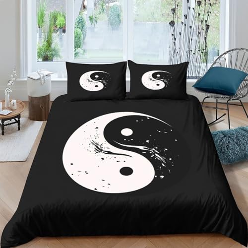 Yin Yang Tai Chi Juego De Funda Nórdica Juego De Cama Tamaño 3 Piezas Juego De Edredón Cubierta Moderna Patrón Ropa De Cama De La Fundas De Almohada Juego De Cama Cálido Rey（220x240cm）