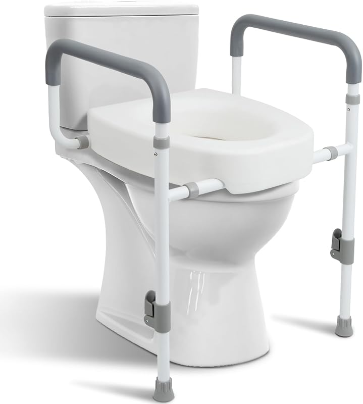 Elevadores de asiento de inodoro para personas mayores con asas, elevación de 3,5 pulgadas | Asiento de Inodoro Elevado con Asas para Personas Mayores, Elevador de Inodoro Elevado para Discapacitados y Ancianos, Ayuda a Estar de Pie y Sentarse