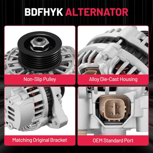 Image of BDFHYK Alternator Compatible with Honda Civic 2001-2005 1.7L l4, Compatible with Acura EL 2001-2005 1.7L l4 Replace 06311-PLM-505RM, 13893, 13893N, 213893, 2-13893, 31100PLMA01, 3341427A, 334-1427A