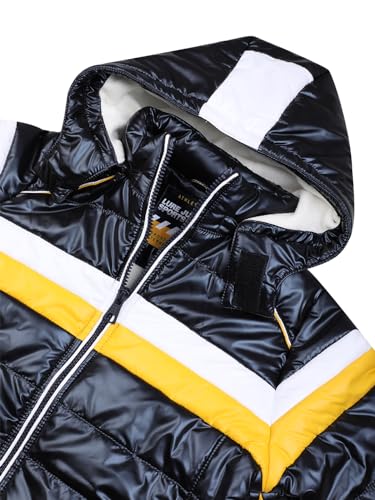 Image of Boys Winter Wear Hooded Puffer Jacket For Kids MetallicBlue 12-18 Months