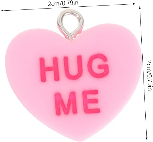 Miniatura 8 de EXCEART 14 piezas de resina con dije de corazón y letra llavero de diamantes de imitación gargantilla aretes de caramelo ahuecados dijes de corazón