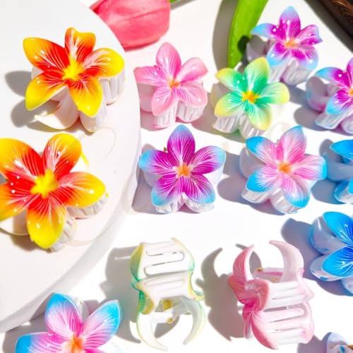 Image of Cerrito 6 Pcs Small Flower Hair Claw Clips for Women & Girls - Colorful Durable Nonslip Clamps with Strong Hold for Thick & Thin Hair, Neutral Mini Hair Accessories for Everyday Styling (Multicolor)