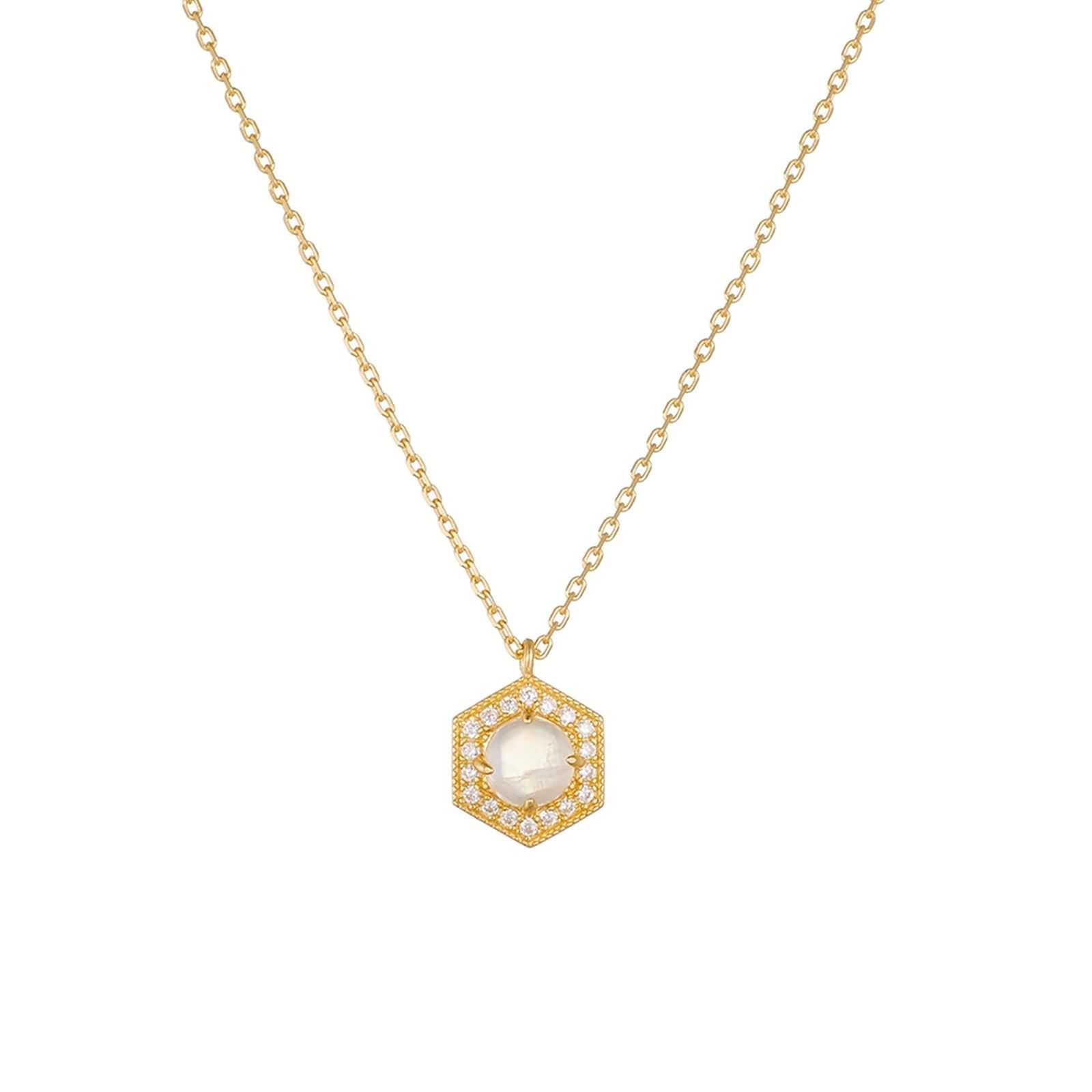 Damski Złoty Naszyjnik Długie Naszyjniki Biały 5X5mm Kamień Księżycowy Wisiorek Łańcuch Żółte Złoto 9K/14K/18K z Moissanitem Elegancki 40+5cm