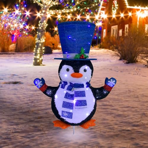 Lighted Penguin Outdoor Christmas Decorations, Pop-Up Penguin Outdoor Décor Prelit