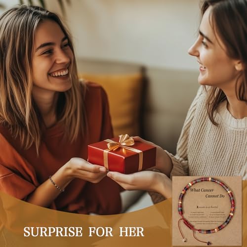 Encouragement Cancer Patients Gifts Bracelet w/Card - Inspirational Cancer Survivor Support, Get Well Gifts for Women, Natural Stone2