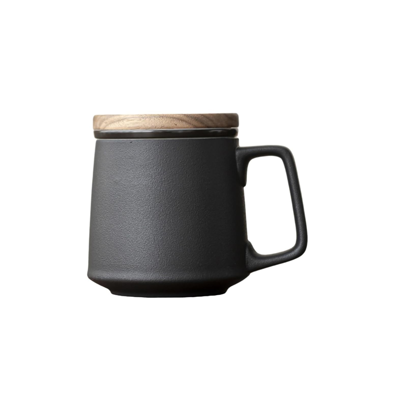 Tasse filtrante en céramique de 400 ml avec couvercle, grande capacité, personnalité exquise et tasse antique noire givrée pratique - 400 ml