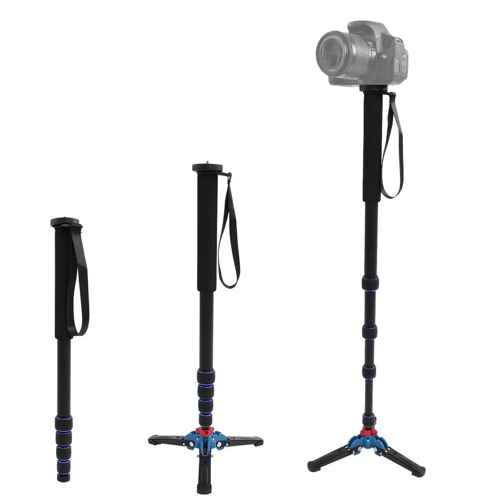 Trípode telescópico monopié de aleación de aluminio para cámaras, soporte estable portátil para entusiastas de la fotografía, negro, 5 secciones, 45-165 cm