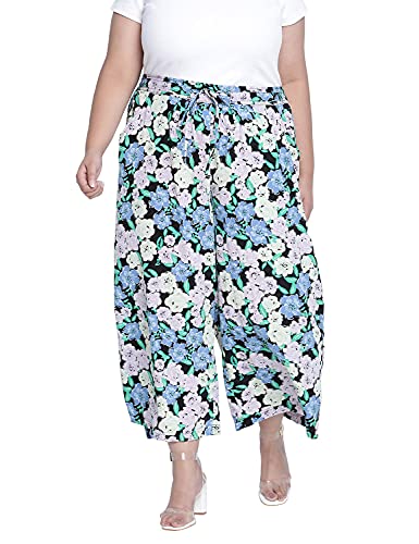 Image of oxolloxo High Wine Floral Print Plus Size Elasticated Pant