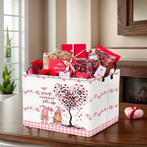 Image of Cute Large Valentine's Day Gift Basket Empty Heart Decor Storage Bin for Kid Baby Room Decor (Pink Dwarf Love Tree)