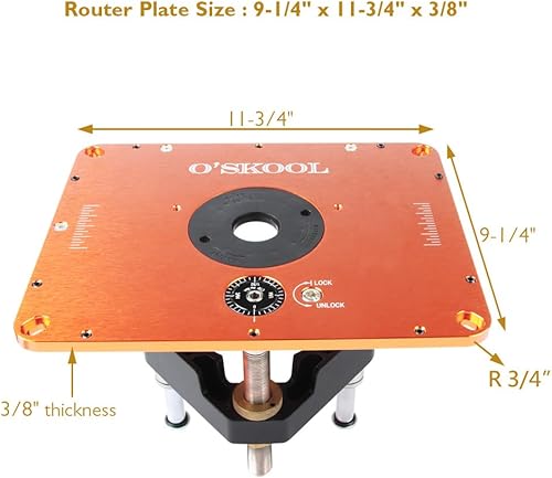 Miniatura 4 de O'SKOOL Sistemas de elevación de enrutador para motores de 4.2 pulgadas de diámetro, kit de anillo de inserción de 5 piezas de placa de 9-14
