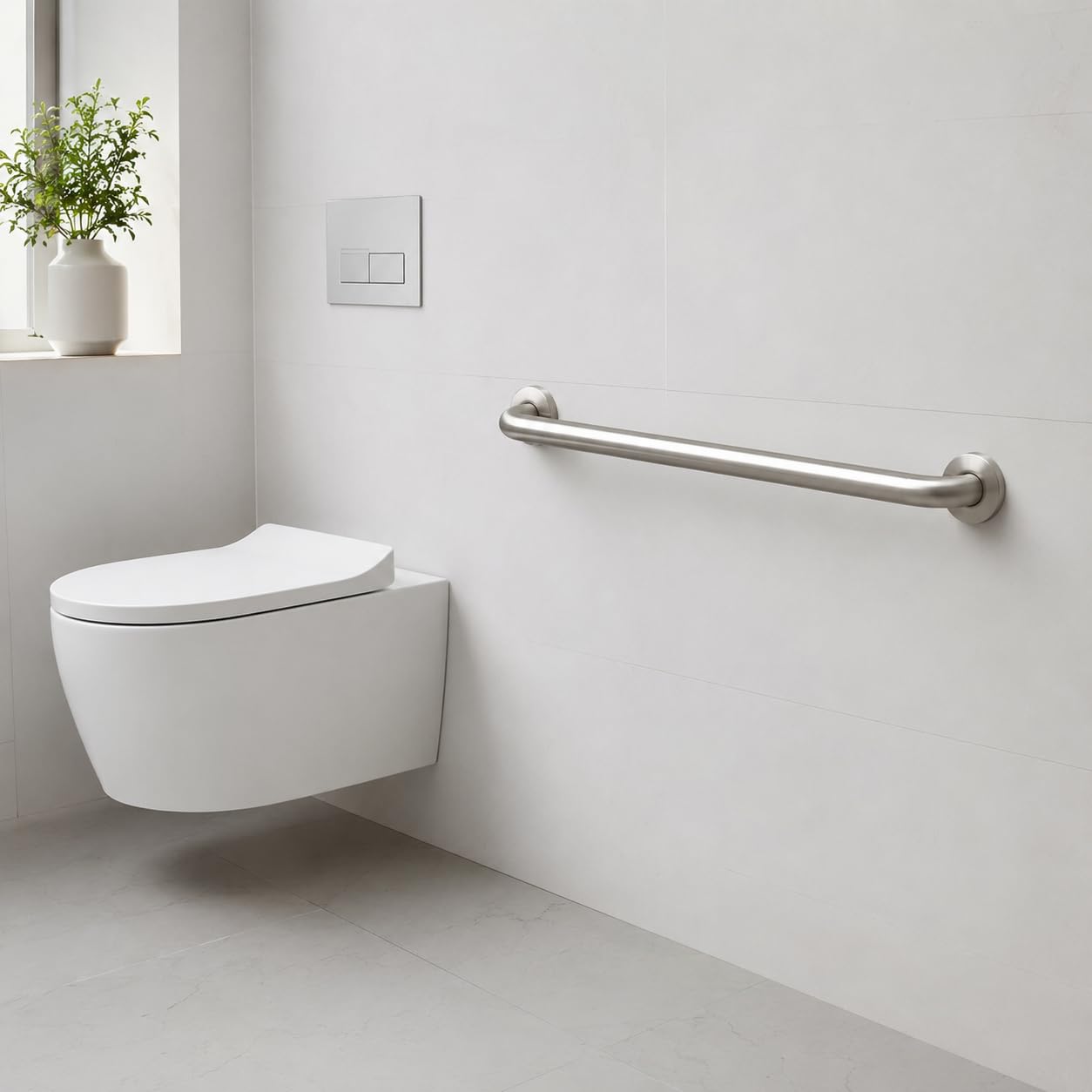 Haltegriff Dusche 60cm für Senioren, Edelstahl gebürstet Ø32mm Wandgriff | Badewannengriff aus SUS304 Edelstahl, Bis 200kg belastbar, sicherer Haltegriff für Badewanne, WC & Dusche