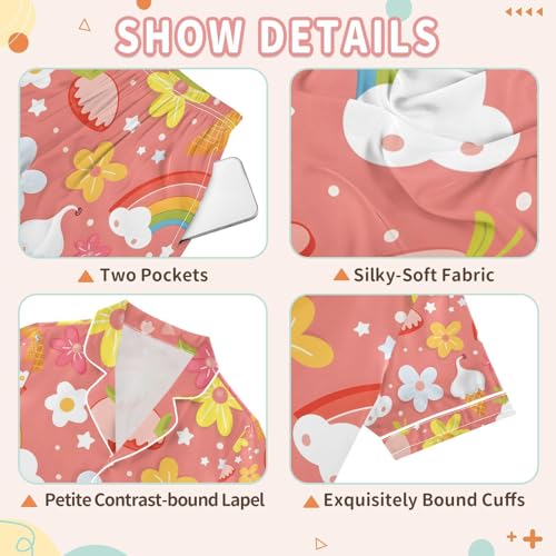 senya Ice Cream Flowers A Satin Summer Pajama Sets Silk Short Sleeve Button Down Sleepwear3