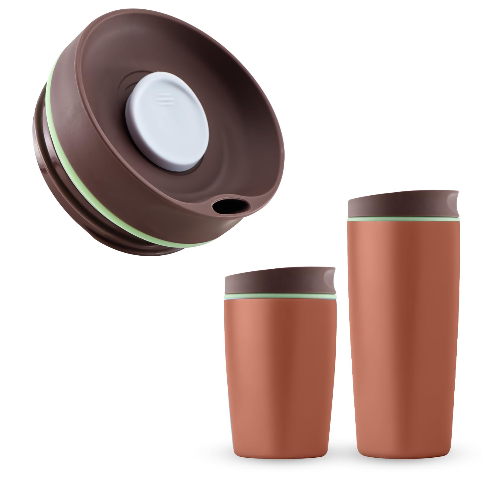 Ersatzschieberdeckel für Owala SmoothSip 590 ml & 340 ml, obere Abdeckung, kompatibel mit Owala Kaffeebecher, Kaffee-Reisebecher, auslaufsicheres Zubehör, BPA-frei (Hellbraun)