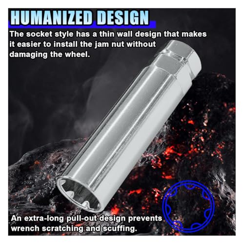 Image of 7 Point Spline Drive Tuner Socket Key Tool, Lug Nuts Socket Wrench Replacement Tool with 13 /16 inch (21mm) and 7 /8 inch (22mm) Hex, Compatible with 14x1.5, 14x2.0, 9 /16 Lug Nut (Silver)