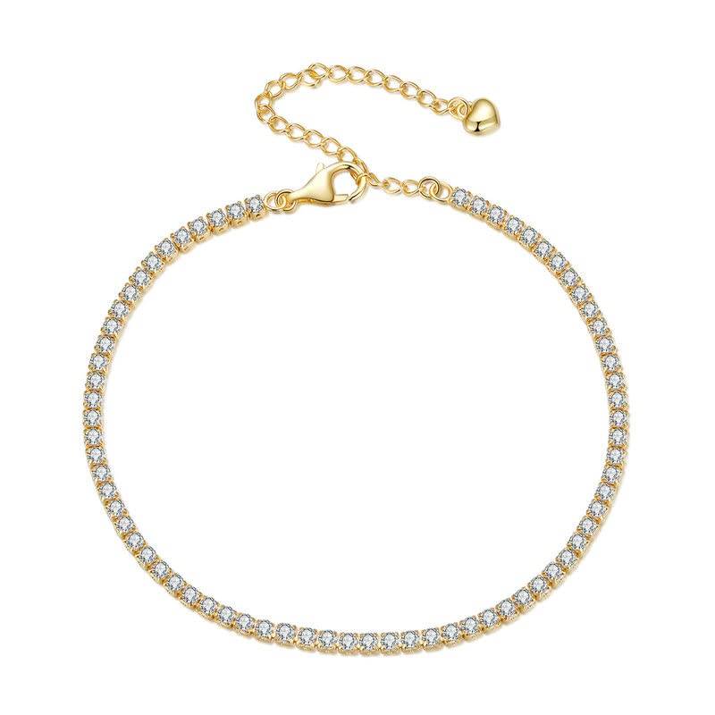 Bracelet de tennis en argent sterling réglable orné d'oxydes de zirconium ronds