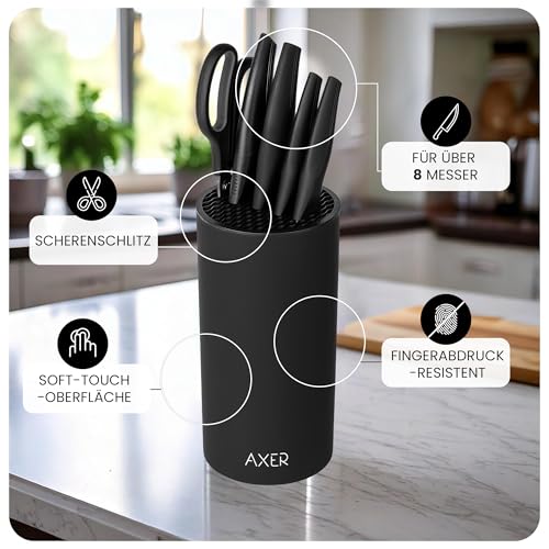 Axer Universal Messerblock ohne Messer Schwarz - Große Unbestückte Messerblöcke für über 8 Messer - Messerblock Schwarz - Empty Knife Block… – Ansicht 4