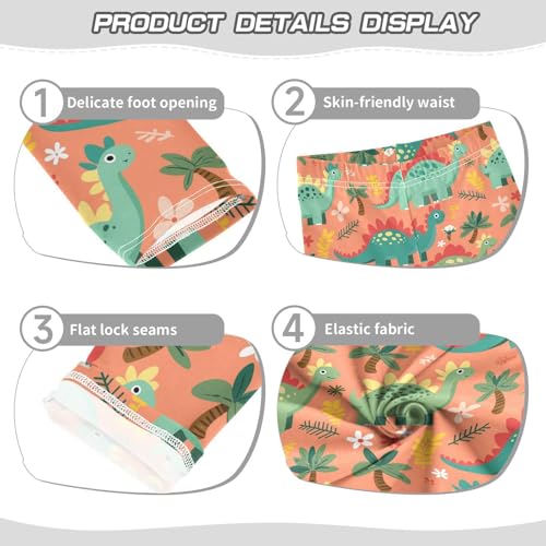 Wusikd Cute Dinosaurs Girls' Leggings Toddler Doodles Palm Trees Flowers Kids Yoga Pants Dance Active Tights 4T3