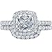 PEORA Moissanite Cushion Cut Halo Engagement Ring and Wedding Band Bridal Set in Sterling Silver, 2 Carat Center, DE Color, VVS Clarity, Size 8, Sparkling Bridal Ring Set, Modern, Trendy