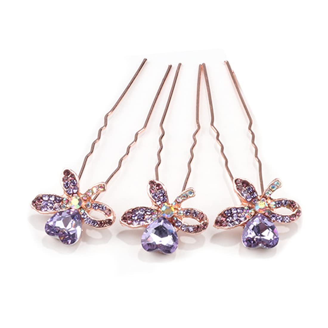 LEDSHLIU 3 horquillas para el pelo con forma de hoja de diamantes de imitación para novia, color morado, para boda, tiaras, horquillas para el pelo para mujeres y niñas