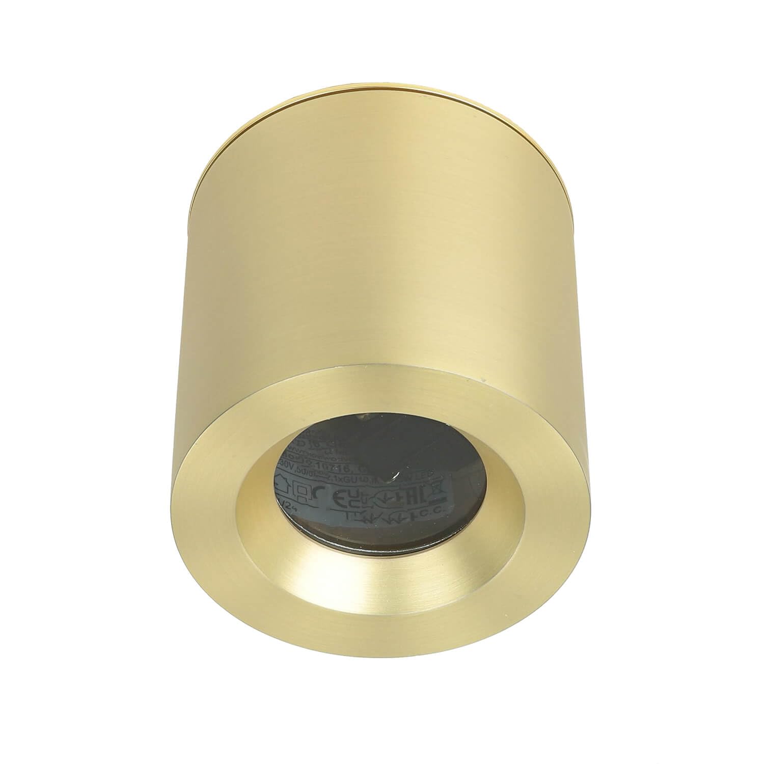 Licht-Erlebnisse Deckenstrahler Aluminium in Gold IP44 Bad Küche Flur 8,5 cm rund GU10 Zeitlos elegant stilvoll akzentuiert kleiner Deckenspot Badezimmer AZORK