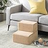 Zinus foam 13 inch 2 step step pet stairs pet ramp for cats and dogs extra small beige  urban country home decor