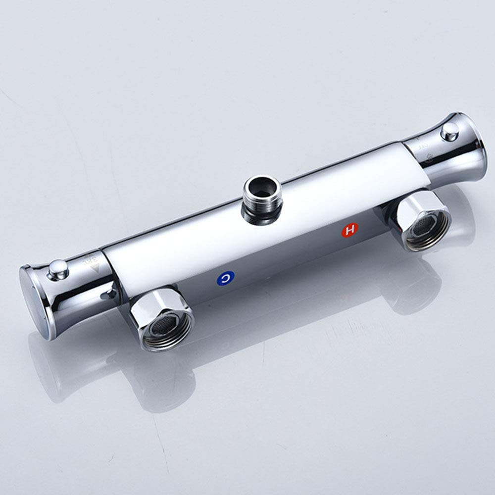 Mitigeur Thermostatique de Douche 2 Sorties Haute et Basse Mélangeur Thermostatique en Laiton Chromé pour Salle de Bain avec Protection de Sécurité
