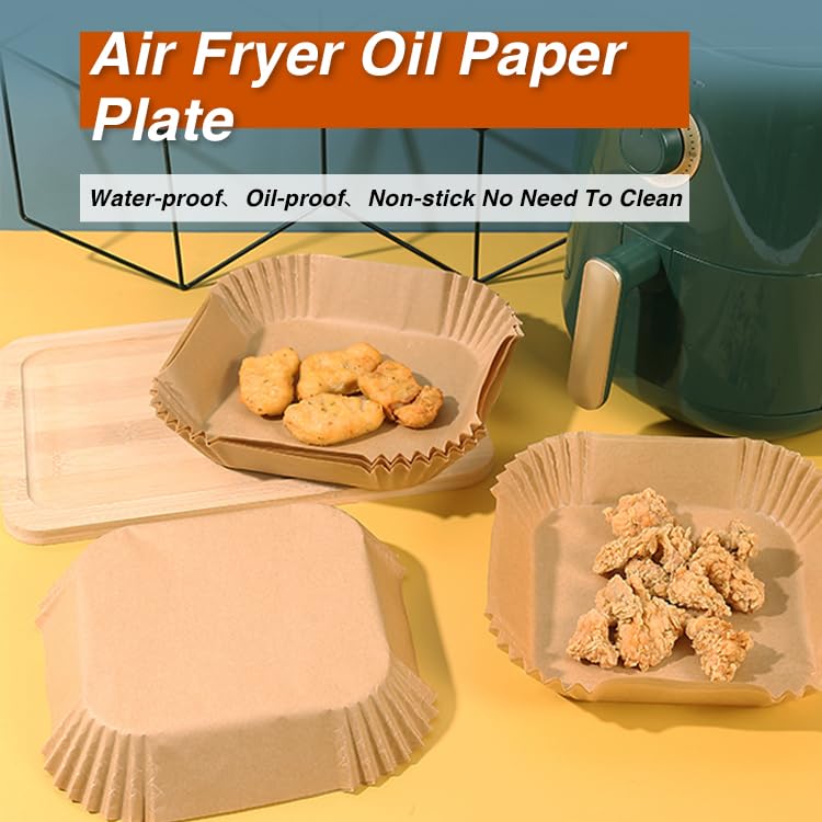 Image of Parchment Paper, OOTDAY 100Pcs Square Air Fryer Liners Disposable, Cooking Non-Stick air fryer accessories, Frying Pan, Oil-proof Air Fryers for 2-4 QT Air Fryer Baking Roasting Microwave(6.5 inch)
