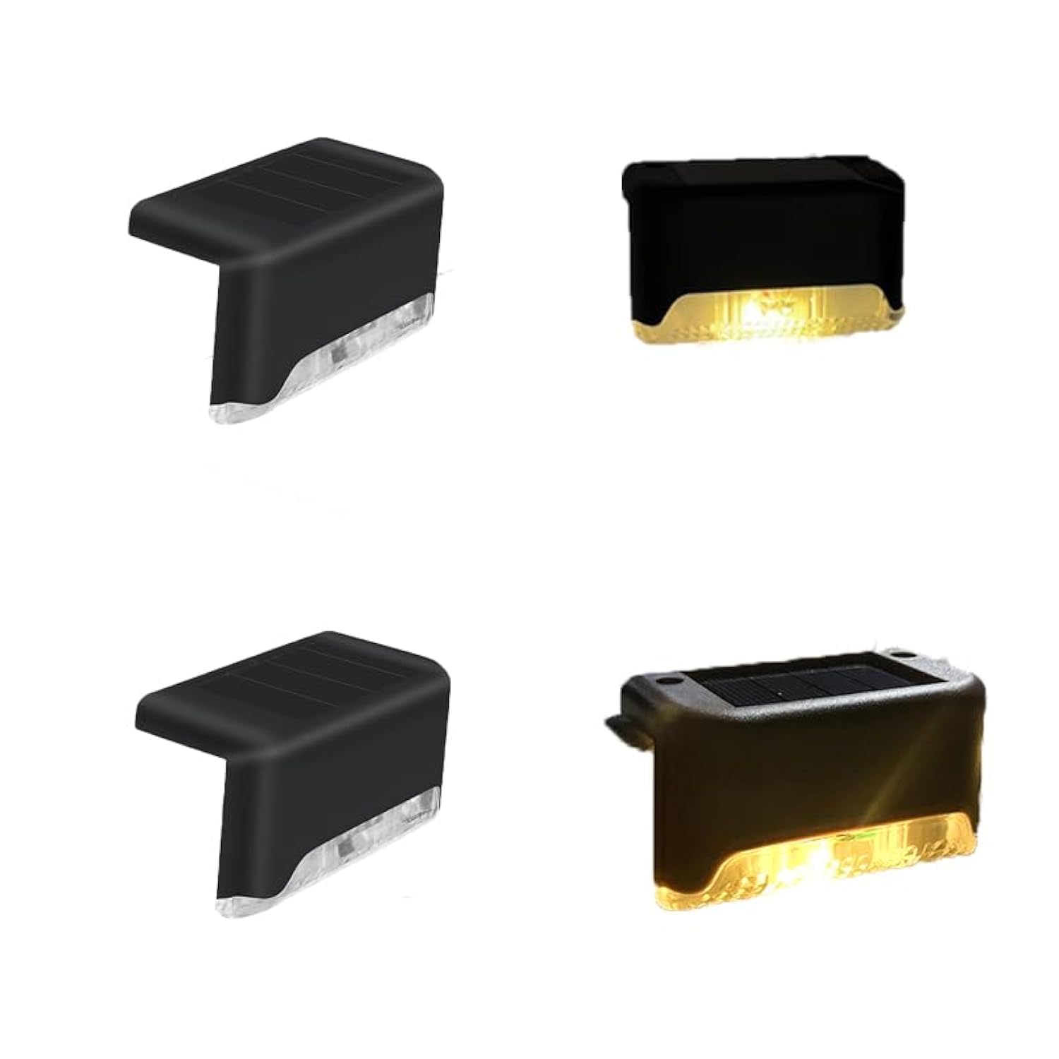 zalati Solar Deck Lights 4pcs Solar LED Light IP65 Water-Resistant for Stairs Steps, Fences, Patios, and Pathways Outdoor - Warm Light