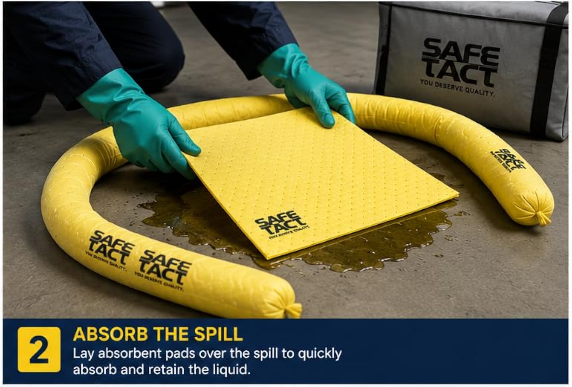 10 Litre Portable Chemical Spill Kit with Absorbent Pads