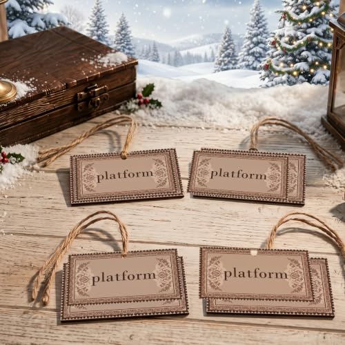 Image of Soulchen 12 Pcs Magical Wizard Party Decor Platform Hanging Christmas Ornament Gifts Vintage Platform Wood Hanging Sign for Xams Tree Room Office Home Birthday Party Supplies