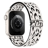 CCnutri Stretchy Solo Loop Compatible with Apple Watch Band 38mm 40mm 41mm 42mm 44mm 45mm 49mm Women Men, Leopard Soft Braided Nylon Elastic Bands Strap for iWatch Series 9 8 7 6 5 4 3 2 1 Ultra SE
