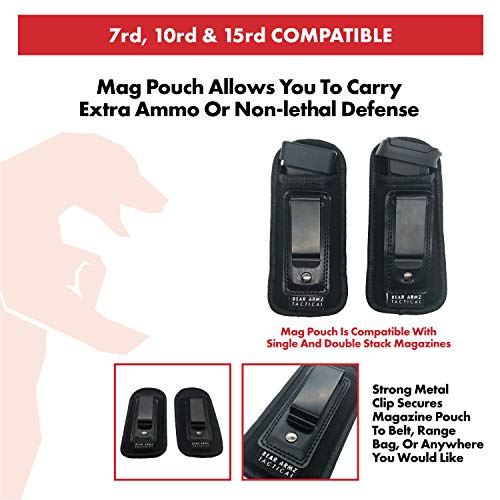 Universal IWB Magazine Holster | American Company | Mag Pouch Compatible with Glock 17 19 43 Sig P320 S&W M&P Shield | 6-21 Round Pistol Mags 9mm .40 .45 | Gun Ammunition Holsters | Handgun Ammo (1) - Thumbnail 2