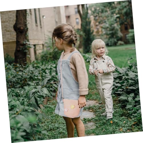 2pcs Beach Hat and Bag Set Foldable Straw Sun Protection Hat with Matching Purse for Summer Fun for Family Outings Stylish and Comfortable for Vacation Adventures Pink4