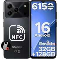 DOOGEE Note56 Pro Android 16 Telefono Movil Libres, 6150mAh 32GB+128GB/2TB Smartphone, Octa Core Telefonos Moviles HD+ 6,56", Cámara 13MP+8MP Teléfono Móvil, Gemini AI/NFC/Dual SIM/Face ID/Widevine L1
