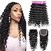 Produktbild EMOL Hair 9A Brasilianisches Menschliches Haar Virgin Human Hair Curly Weave Brazilian Deep Wave Bundles with Closure Curly Brazilian Hair 3 Bundles with Closure 18 20 22+16 Zoll