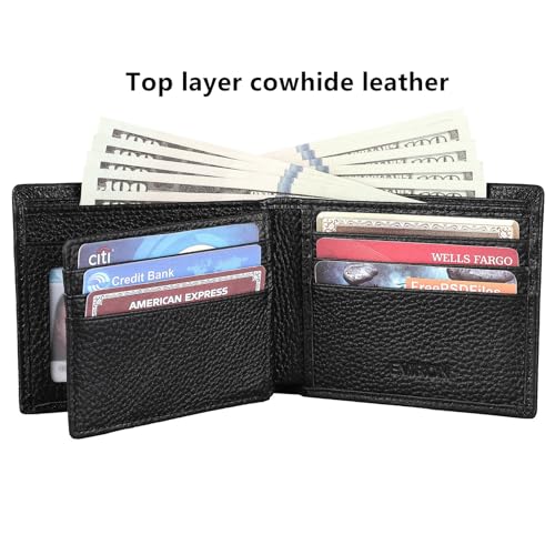 EVIRON Men's Genuine Leather Rfid Blocking Wallet with Multiple Card Slots3
