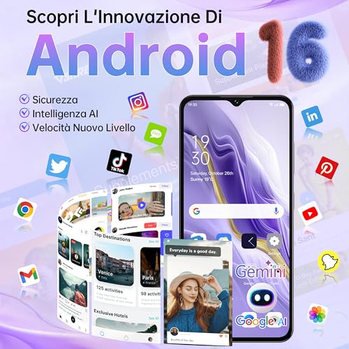 Oukitel C2 Smartphone Android 16-16(4+12) Gb Ram + 128GB Rom/Tf 1TB - 6,52" Hd Telefono Cellulare 5000Mah 13MP+5MP Camera Telefono Dual Sim 4G Cellulari E Smartphone/Face Id/3.5Mm Jack Nero - 2