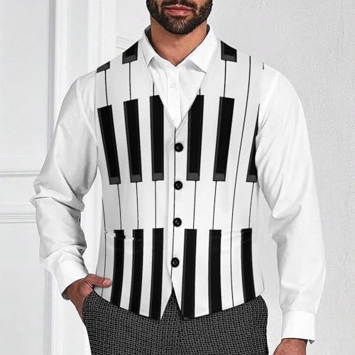 Piano Suit Vest for Men Slim Fit Tuxedo Waistcoat Button Down V Neck Business Dress Coat4