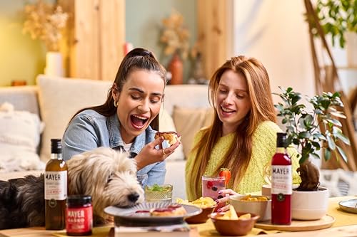 Image of Mayer Strawberry and Raspberry Syrups - Award-Winning, Crafted with 100% Real Fruits, All-Natural, Vegan, Gluten Free, Versatile for Cocktails, Beverages & Desserts - No Artificial Additives, Only Real Fruits and 3 Natural Ingredients ( 16.9 Fl oz. / 500 ml, 2 PACK )