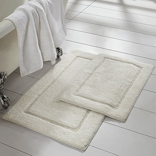Image of Modern Threads 2-Pack Solid Loop with Non-Slip Backing Bath Mat Set (17-inch by 24-inch /21-inch by 34-inch), White