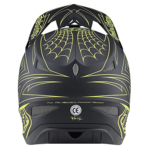 Troy Lee Designs D3 Fiberlite Full Face Adult Mountain Bike Helmet. Lightweight Fiberglass. Downhill, Bmx Gravel Mtb Bicycle Cycling - Men Women Girls Boys - Spiderstripe Gray/Yellow, Medium #TOP2