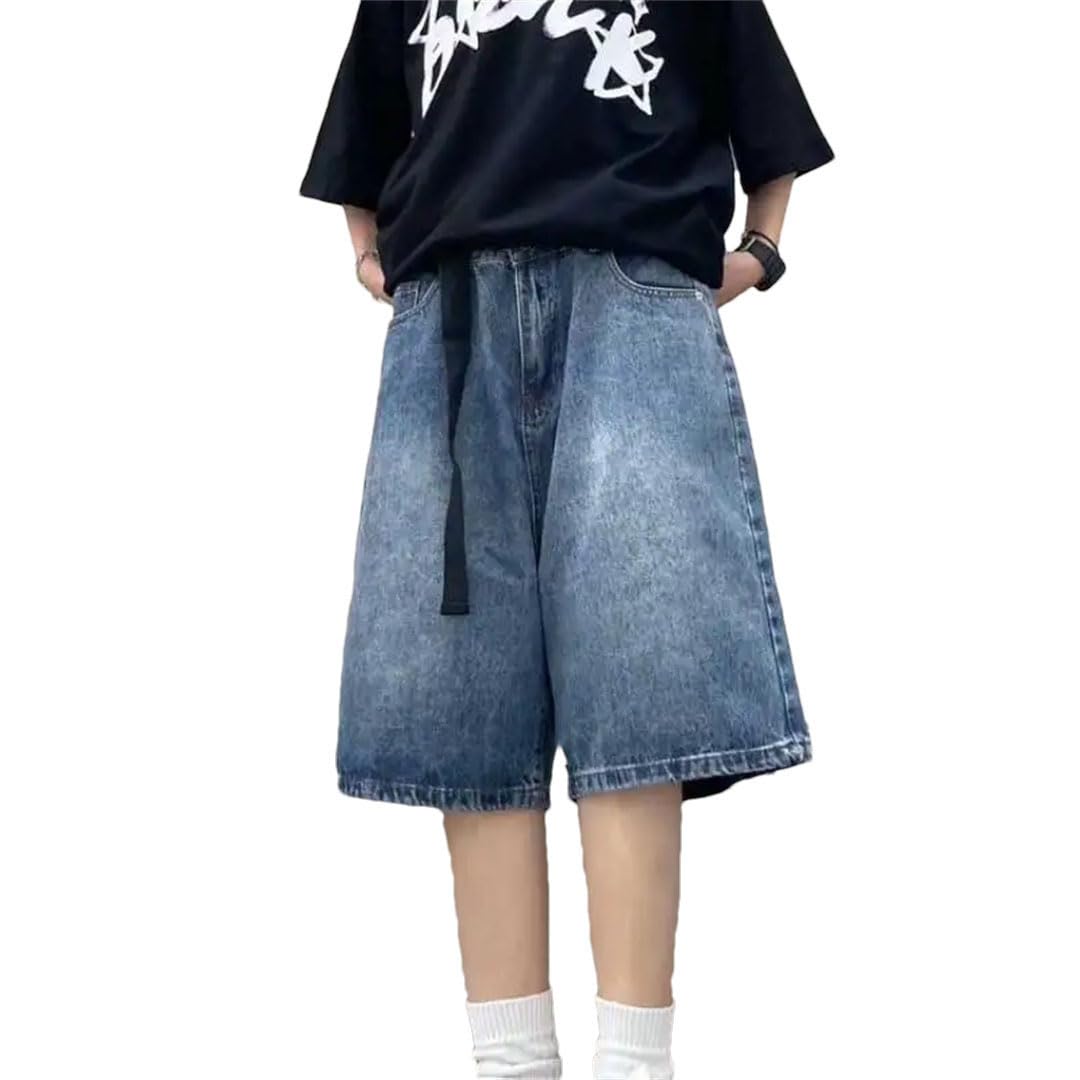 Damskie High Street Retro Jeans Szorty Szerokie Nogawki Denim Half Streetwear Spodnie