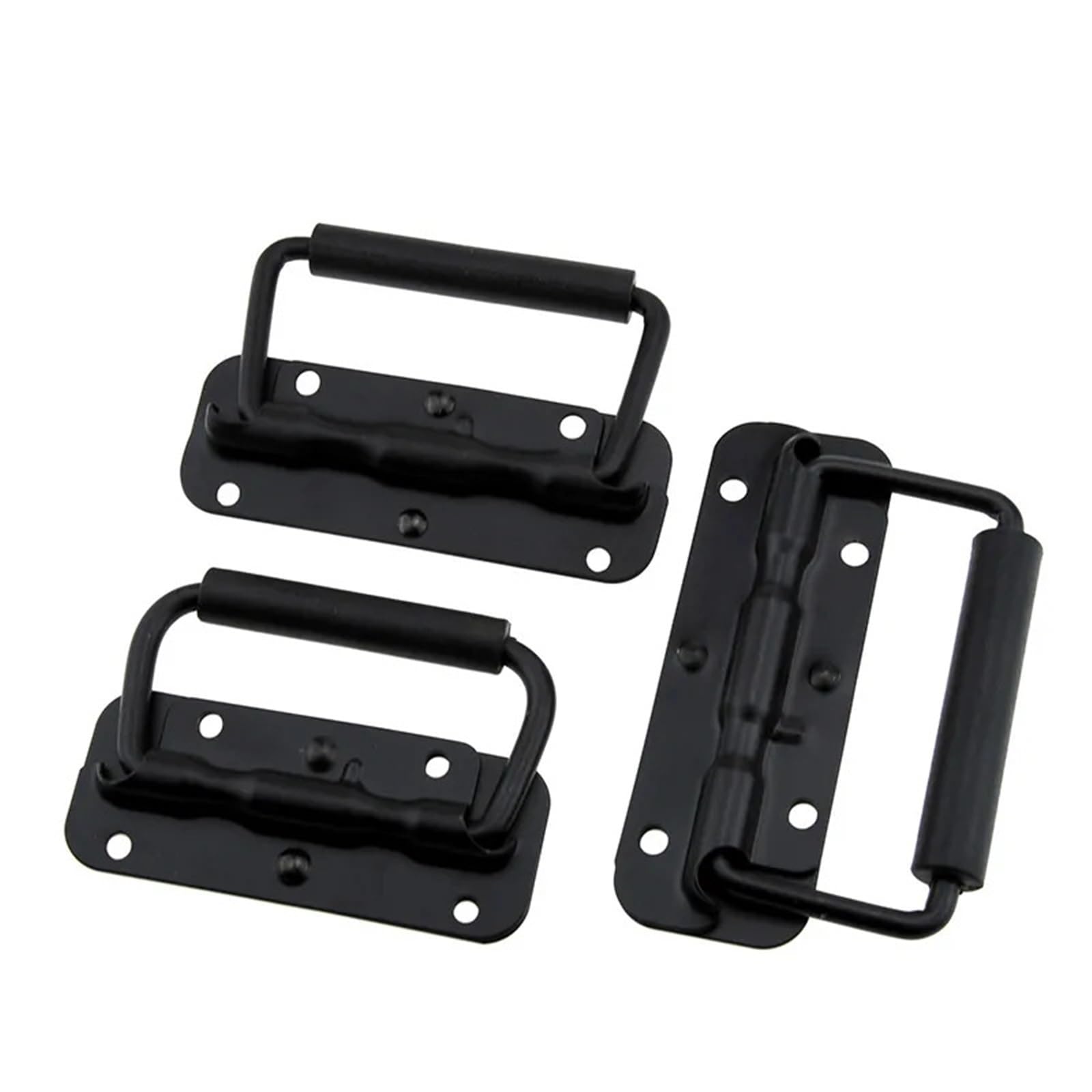 Cqahdsevf One Color Folding Metal Chest Handles, Iron Spring Handle Black 100-140Mm 3Pcs Cabinet Toolbox(120Mm)