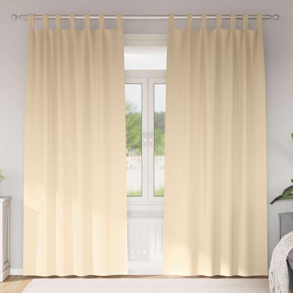 Zasłony zaciemniające z pierścieniami, zestaw 2 sztuk, kremowe, 260 x 140 cm, poliester, dekoracja okienna, ochrona przed wzrokiem, ochrona przed słońcem, ochrona przed wzrokiem, ochrona