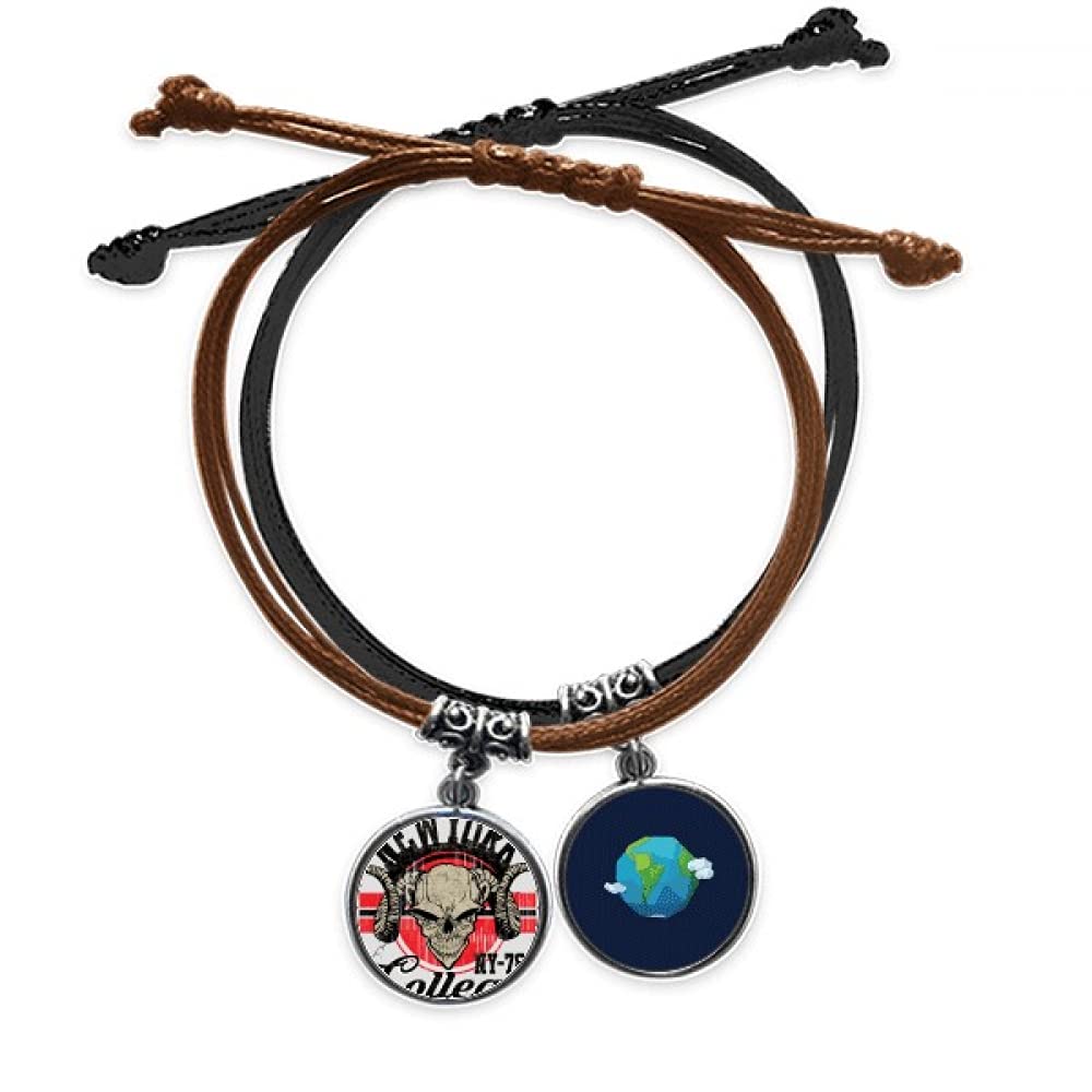 Cadena de mano ajustable con tótem de esqueleto y cuerda trenzada resistente 3