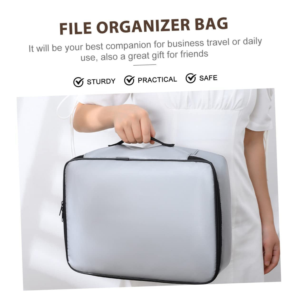Borsa Documenti Ignifuga a 3 Strati, Fibra di Vetro, con Chiusura | Capacità Ampia, Portatile per Viaggio e Uso Quotidiano, Ordine per Archivi e Passaporti