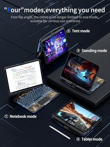 Transparent 360 for iPad keyboard case with Wireless Keyboard for iPad Air 13 inch(M3/M2, 2025/2024), Trackpad, 7 Color Backlight, 360° Rotating Stand for iPad Pro 12.9\" 2018-2022(6/5/4/3 Gen) - Thumbnail 3