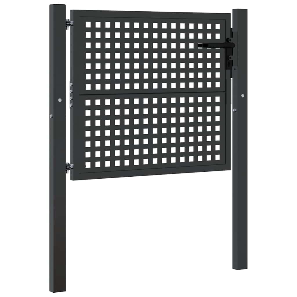 Vidaxl (105 X 125 Cm) Garden Gate Driveway Fence Gate Fence Panel Patio Gate Anthracite Steel
